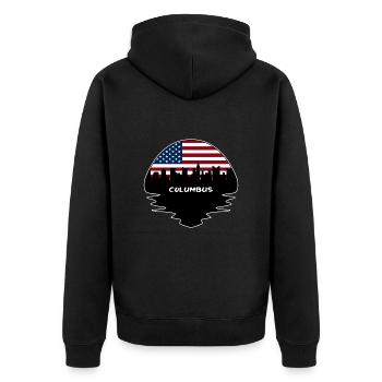 Columbus Ohio USA Flagge Skyline Silhouette Reisen - Unisex Premium Bio Zip Hoodie - Schwarz - Hinten - Nico (187cm)