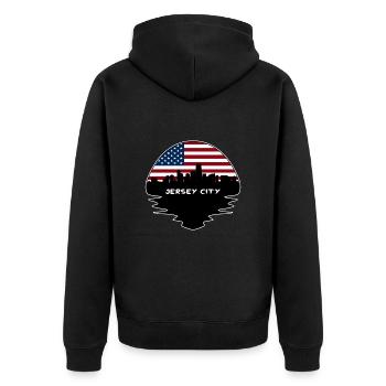 Jersey City New Jersey États-Unis Flag Skyline Silhouette - Veste à capuche bio Premium Unisexe - noir - Dos - Nico (187cm)