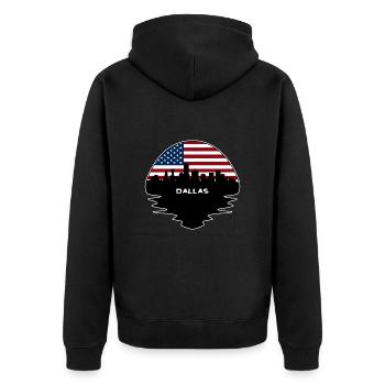 Dallas Texas USA Flagge Skyline Silhouette Reisen - Unisex Premium Bio Zip Hoodie - Schwarz - Hinten - Nico (187cm)