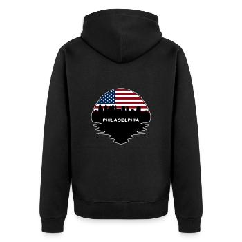 Philadelphie Pennsylvanie Drapeau des États-Unis Horizon Silhoue - Veste à capuche bio Premium Unisexe - noir - Dos - Nico (187cm)
