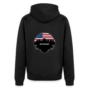 Richmond Virginia Usa Flag Skyline Silhouette Trav - Unisex Premium Organic Zip Hoodie - black - Back - Nico (187cm)