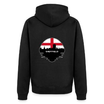 Sheffield England Flag Skyline Silhouette Travel - Unisex Premium Organic Zip Hoodie - black - Back - Nico (187cm)