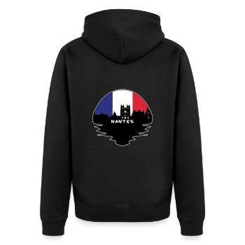 Nantes France Flag Skyline Silhouette Travel - Unisex Premium Organic Zip Hoodie - black - Back - Nico (187cm)