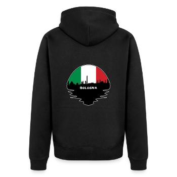 Bologne Italie Flag Skyline Silhouette Voyage - Veste à capuche bio Premium Unisexe - noir - Dos - Nico (187cm)