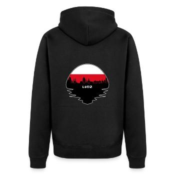 Lodz Pologne Drapeau Skyline Silhouette Travel - Veste à capuche bio Premium Unisexe - noir - Dos - Nico (187cm)