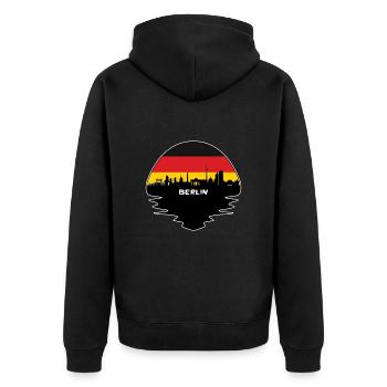 Berlin Allemagne Flag Skyline Silhouette Voyage - Veste à capuche bio Premium Unisexe - noir - Dos - Nico (187cm)