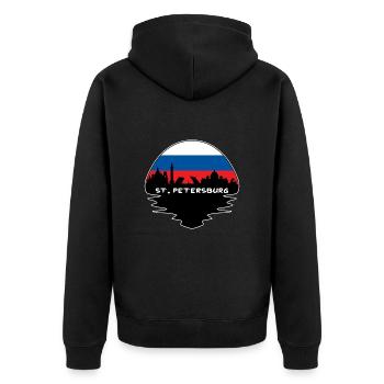 St.Petersburg Russia Flag Skyline Silhouette Trave - Unisex Premium Organic Zip Hoodie - black - Back - Nico (187cm)