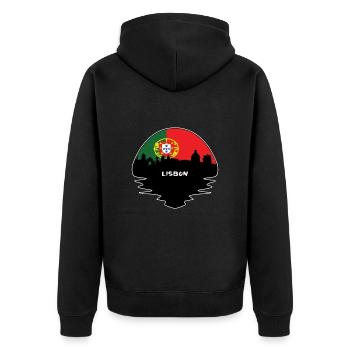 Lisbonne Portugal Flag Skyline Silhouette Voyage - Veste à capuche bio Premium Unisexe - noir - Dos - Nico (187cm)