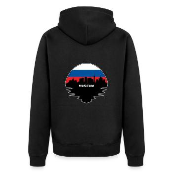 moscou, russie, drapeau, horizon, silhouette, voyage - Veste à capuche bio Premium Unisexe - noir - Dos - Nico (187cm)