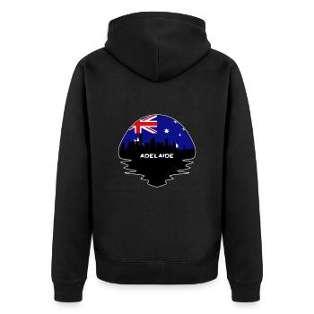 Adelaide Australien Flagge Skyline Silhouette Reisen - Unisex Premium Bio Zip Hoodie - Schwarz - Hinten - Nico (187cm)