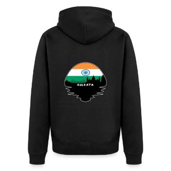 Kolkata Inde Flag Skyline Silhouette Voyage - Veste à capuche bio Premium Unisexe - noir - Dos - Nico (187cm)