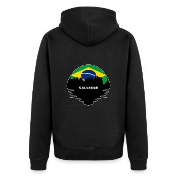 Salvador Brazil Flag Skyline Silhouette Travel - Unisex Premium Organic Zip Hoodie - black - Back - Nico (187cm)