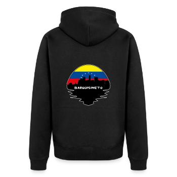 Barquisimeto Venezuela Flagge Skyline Silhouette Tra - Unisex Premium Bio Zip Hoodie - Schwarz - Hinten - Nico (187cm)