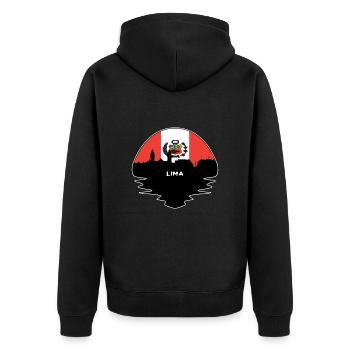 Lima Peru Flag Skyline Silhouette Travel - Unisex Premium Organic Zip Hoodie - black - Back - Nico (187cm)