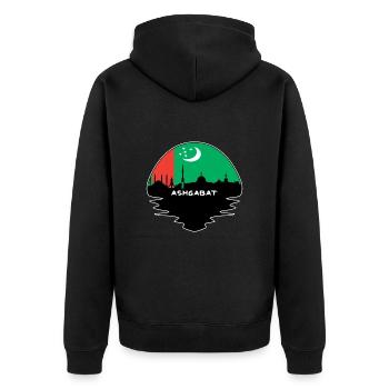 Achgabat Turkménistan Drapeau Skyline Silhouette - Veste à capuche bio Premium Unisexe - noir - Dos - Nico (187cm)
