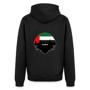 Dubai VAE Flagge Skyline Silhouette Reisen - Unisex Premium Bio Zip Hoodie - Schwarz - Hinten - Nico (187cm)