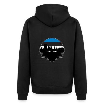 Tallinn Estland Flagge Skyline Silhouette Reisen - Unisex Premium Bio Zip Hoodie - Schwarz - Hinten - Nico (187cm)