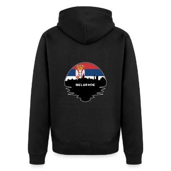 Belgrade Serbie Flag Skyline Silhouette Voyage - Veste à capuche bio Premium Unisexe - noir - Dos - Nico (187cm)