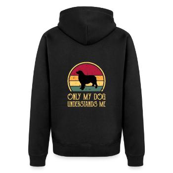 Berner Laufhund Dog Love Silhouette Vintage Sunset - Unisex Premium Organic Zip Hoodie - black - Back - Nico (187cm)