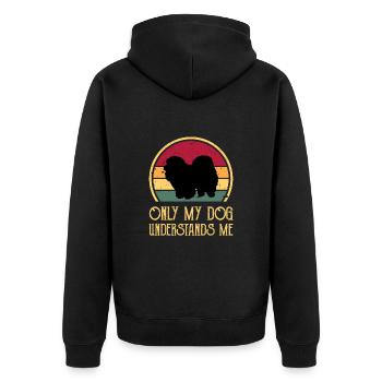 Chow Chow Dog Lover Silhouette Vintage Sunset - Unisex Premium Organic Zip Hoodie - black - Back - Nico (187cm)