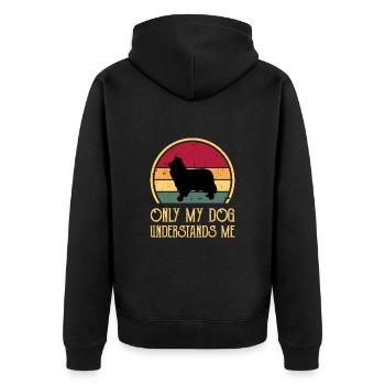 Collie Rough Dog Lover Silhouette Vintage Sunset - Veste à capuche bio Premium Unisexe - noir - Dos - Nico (187cm)