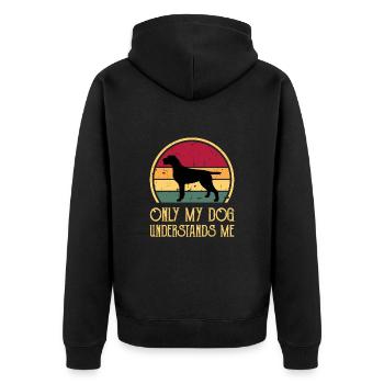 Cesky Fousek Hundeliebhaber Silhouette Vintage Sonnenuntergang - Unisex Premium Bio Zip Hoodie - Schwarz - Hinten - Nico (187cm)