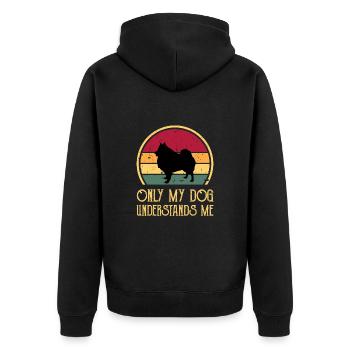 Deutscher Spitz Hundeliebhaber Silhouette Vintage Sonnenuntergang - Unisex Premium Bio Zip Hoodie - Schwarz - Hinten - Nico (187cm)