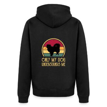 Japanisches Kinn Hundeliebhaber Silhouette Vintage Sonnenuntergang - Unisex Premium Bio Zip Hoodie - Schwarz - Hinten - Nico (187cm)