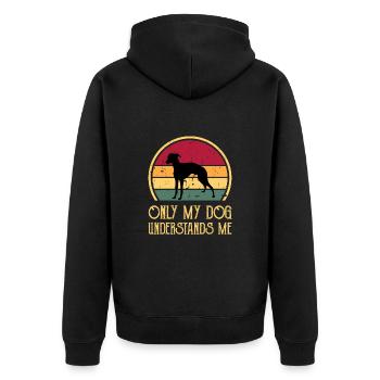 Italian Greyhound Dog Love Silhouette Retro Sunset - Unisex Premium Organic Zip Hoodie - black - Back - Nico (187cm)