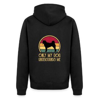 Hokkaido Ken Hundeliebhaber Silhouette Vintage Sonnenuntergang - Unisex Premium Bio Zip Hoodie - Schwarz - Hinten - Nico (187cm)