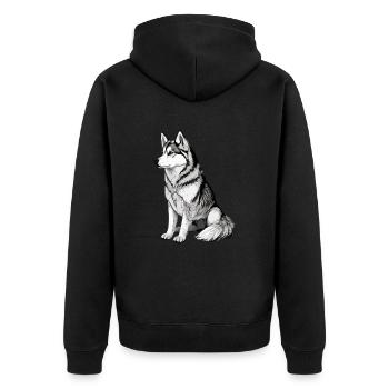Nette Husky Hund Rasse Kopf Cartoon Illustration - Unisex Premium Bio Zip Hoodie - Schwarz - Hinten - Nico (187cm)