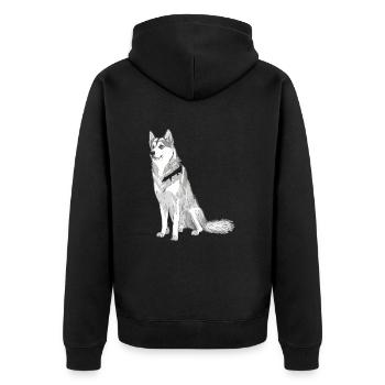 Nette Husky Hund Rasse Kopf Cartoon Illustration - Unisex Premium Bio Zip Hoodie - Schwarz - Hinten - Nico (187cm)