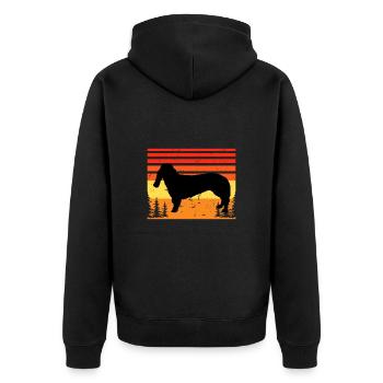 Basset Bleu De Gascogne Dog Silhouette Retro Sun - Veste à capuche bio Premium Unisexe - noir - Dos - Nico (187cm)
