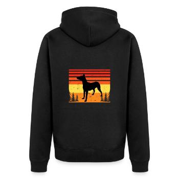 Andalou Chien Chien Amoureux Silhouette Rétro Coucher de Soleil - Veste à capuche bio Premium Unisexe - noir - Dos - Nico (187cm)