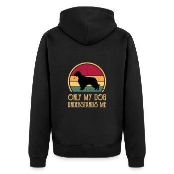 Welsh Springer Spaniel Dog Silhouette Retro Sunset - Unisex Premium Organic Zip Hoodie - black - Back - Nico (187cm)