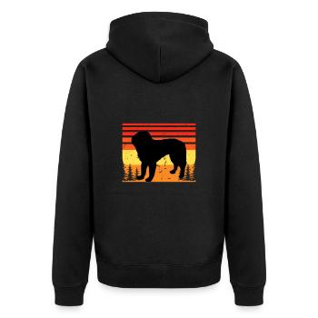 Bosnischer grobhaariger Hund Hund Silhouette Retro - Unisex Premium Bio Zip Hoodie - Schwarz - Hinten - Nico (187cm)