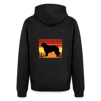 Katalanische Schäferhund Hund Liebhaber Silhouette Retro Sonnenuntergang - Unisex Premium Bio Zip Hoodie - Schwarz - Hinten - Nico (187cm)