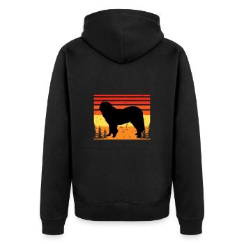 Caucasian Shepherd Dog Silhouette Retro Sunset - Unisex Premium Organic Zip Hoodie - black - Back - Nico (187cm)