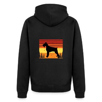 Schnauzer Géant Chien Amour Silhouette Vintage Coucher de Soleil - Veste à capuche bio Premium Unisexe - noir - Dos - Nico (187cm)