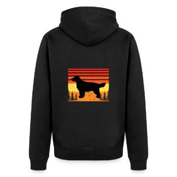 Field Spaniel Hund Lover Silhouette Vintage Sonnenuntergang - Unisex Premium Bio Zip Hoodie - Schwarz - Hinten - Nico (187cm)