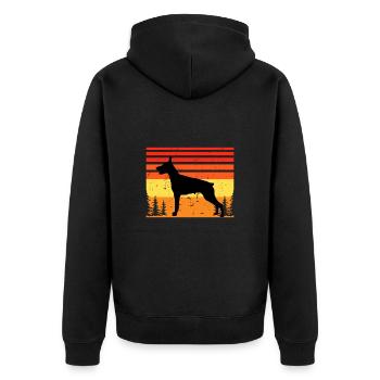Doberman Dog Lover Silhouette Vintage Sunset - Veste à capuche bio Premium Unisexe - noir - Dos - Nico (187cm)