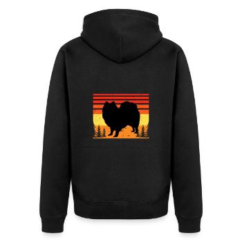 Indian Spitz Hundeliebhaber Silhouette Vintage Sonnenuntergang - Unisex Premium Bio Zip Hoodie - Schwarz - Hinten - Nico (187cm)