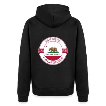 San Diego California Flag USA Souvenir Badge - Veste à capuche bio Premium Unisexe - noir - Dos - Nico (187cm)