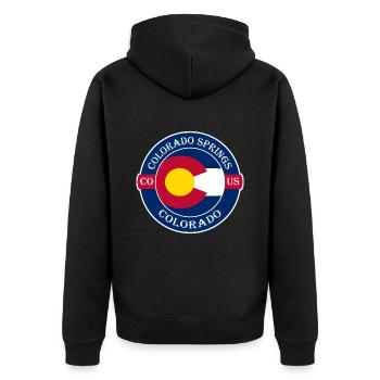 Colorado Springs Colorado Flag USA Souvenir de voyage - Veste à capuche bio Premium Unisexe - noir - Dos - Nico (187cm)