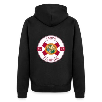 Tampa Florida Flag USA Travel Souvenir Badge - Veste à capuche bio Premium Unisexe - noir - Dos - Nico (187cm)