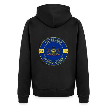 Pittsburgh Pennsylvanie drapeau USA Souvenir insigne - Veste à capuche bio Premium Unisexe - noir - Dos - Nico (187cm)