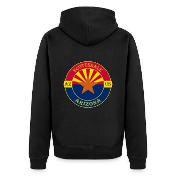 Scottsdale Arizona Flagge USA Reise Souvenir Abzeichen - Unisex Premium Bio Zip Hoodie - Schwarz - Hinten - Nico (187cm)