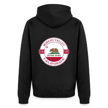 reno Valley California Flagge USA Souvenir Logo - Unisex Premium Bio Zip Hoodie - Schwarz - Hinten - Nico (187cm)