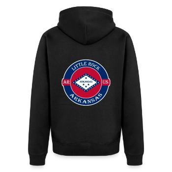Little Rock Arkansas Flag USA Souvenir Badge - Unisex Premium Organic Zip Hoodie - black - Back - Nico (187cm)