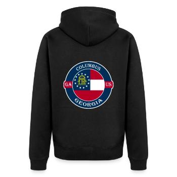 Columbus Georgia Flag USA Travel Souvenir Badge - Veste à capuche bio Premium Unisexe - noir - Dos - Nico (187cm)